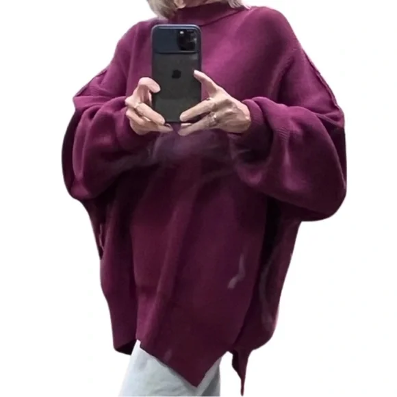 NWT $128 Free People Dreamy Mulberry Tunic (Oversized) Sweater - Medium - Picture 4 of 8